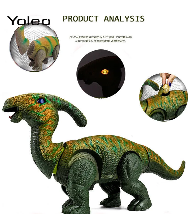 Electric Light Sound Projection Egg-Laying Dinosaur Animal Model Walking Robot Kids Toy Gift for Birthday Christmas Festival
