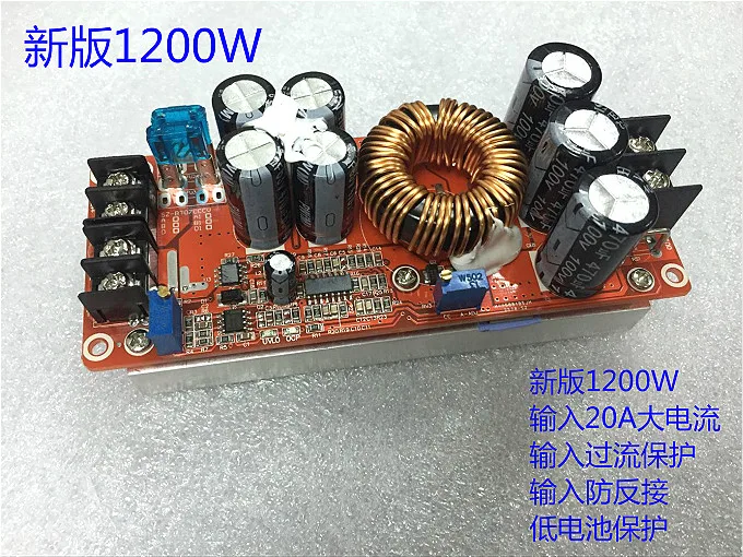 

1200W 20A DC Converter Boost Step-up Power Supply Module IN 8-60V OUT 12-83V