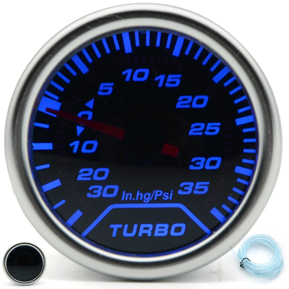 2" 52MM Universal Boost Turbo Car Gauge 30 In.hg35 Psi Meter Auto Blue