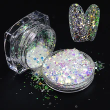 1 шт. яркие красочные 3D блестки порошок сияющий лазер смешанный блеск для украшения ногтей DIY ослепительная красота ремесло ногти LAT01-04