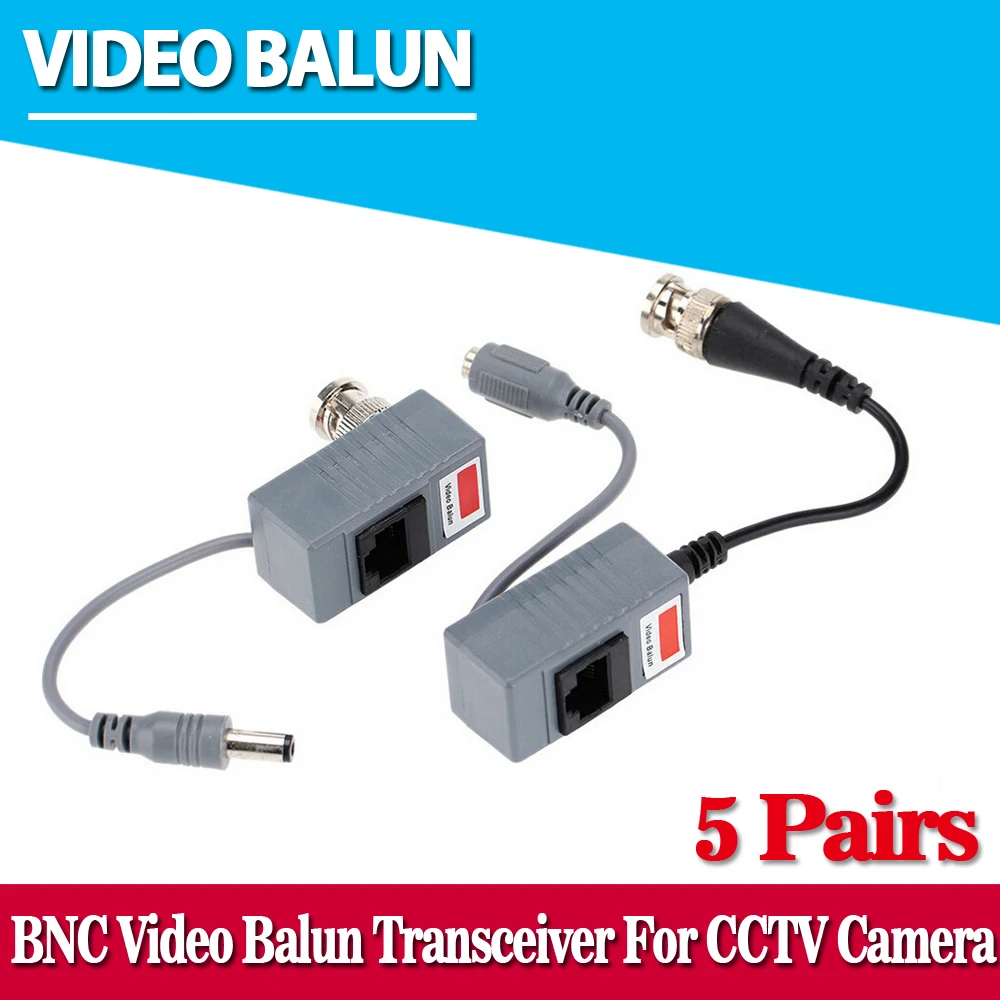 bilder für 5 Paar Cctv-kamera Zubehör Audio Video Balun Transceiver BNC RJ45 UTP Video Balun mit Audio und Power über CAT5/5E/6 kabel bilder für 5 Paar Cctv-kamera Zubehör Audio Video Balun Transceiver BNC RJ45 UTP Video Balun mit Audio und Power über CAT5/5E/6 kabel