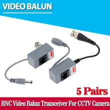 5 Pairs CCTV Camera Accessories Audio Video Balun Transceiver BNC UTP RJ45 Video Balun with Audio and Power over CAT5/5E/6 Cable