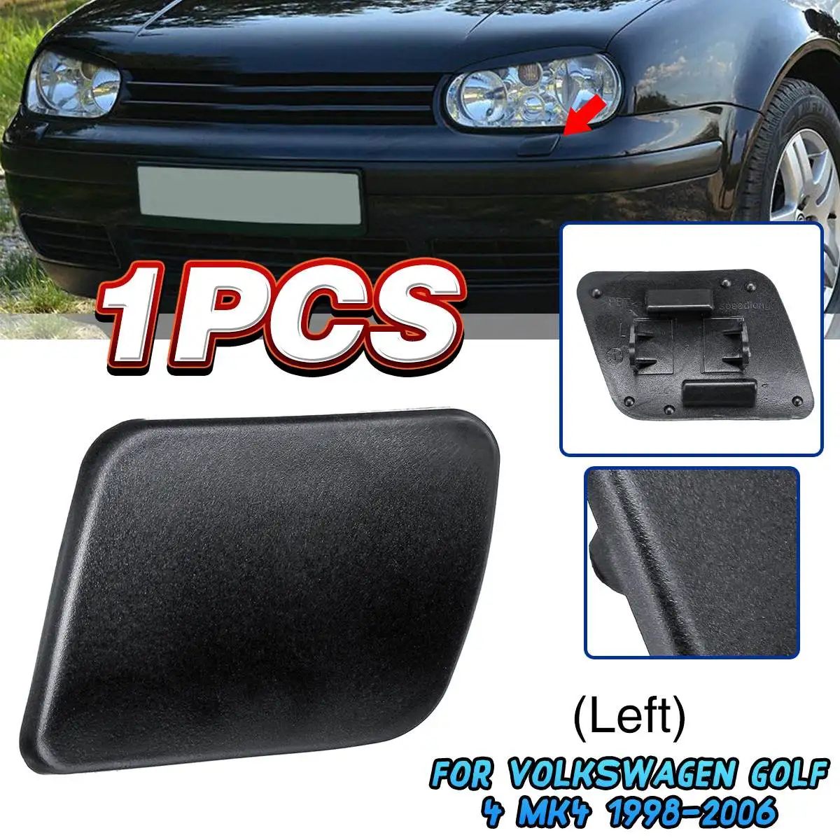 Для VW Golf 4 IV Mk4 1998 1999 2000 2001 2002 2003 2004 2005 2006 левая/правая сторона переднего бампера омывателя фар крышка сопла - Цвет: Left