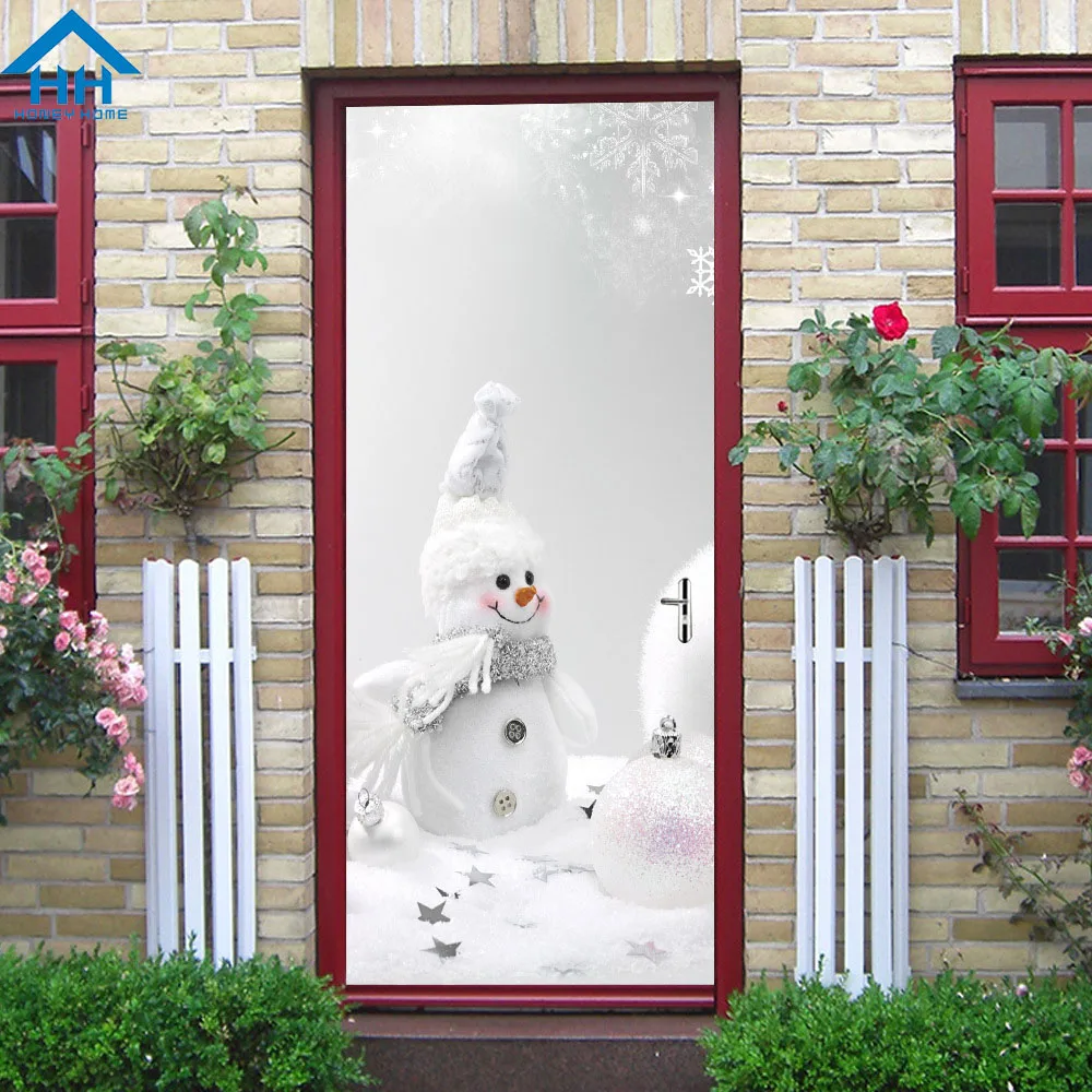 3d Рождество Детская комната дверь стикер s самоклеющиеся стикер в виде двери Водонепроницаемый Переводные картинки для обоев Съемная Фреска подарок для детей