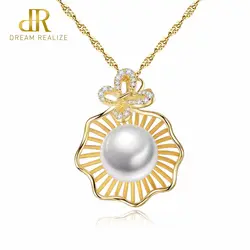 DR бренд в виде ракушки Золото Цвет 925 пробы серебряные ожерелья для мужчин для женщин высокое качество натуральный хлеб жемчуг ювелирны