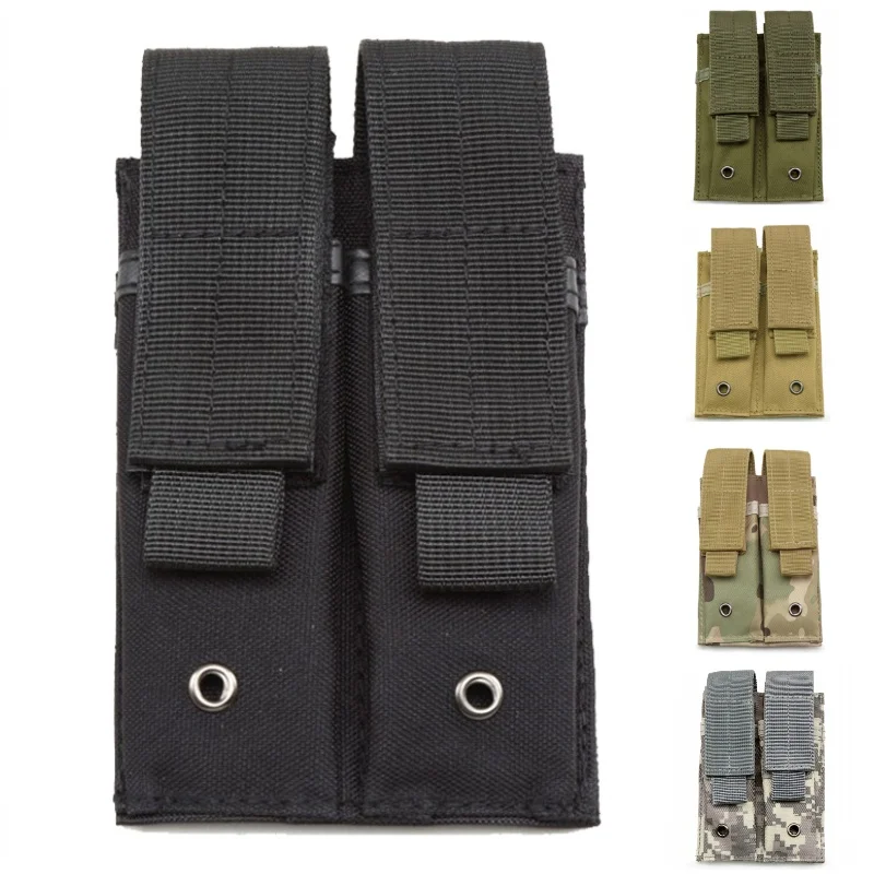 

CQC Airsoft Tactical Double Pistol Magazine Pouch 9MM Molle Clip Holster Military Paintball Hunting Rifle Mag Holder Bag