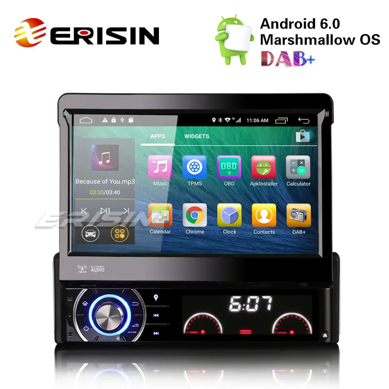 Erisin ES5790U 1 Din автомобильный радиоприемник 7 дюймов Android 6 0 gps навигация 4G WiFi TPMS DAB +