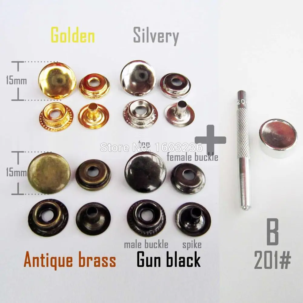 

25 sets Metal No Sewing 201 201# Snap Button Press Stud Leathercraft Leather Bag Coat Rivet Bolt Fastener Popper DIY + Tools Kit