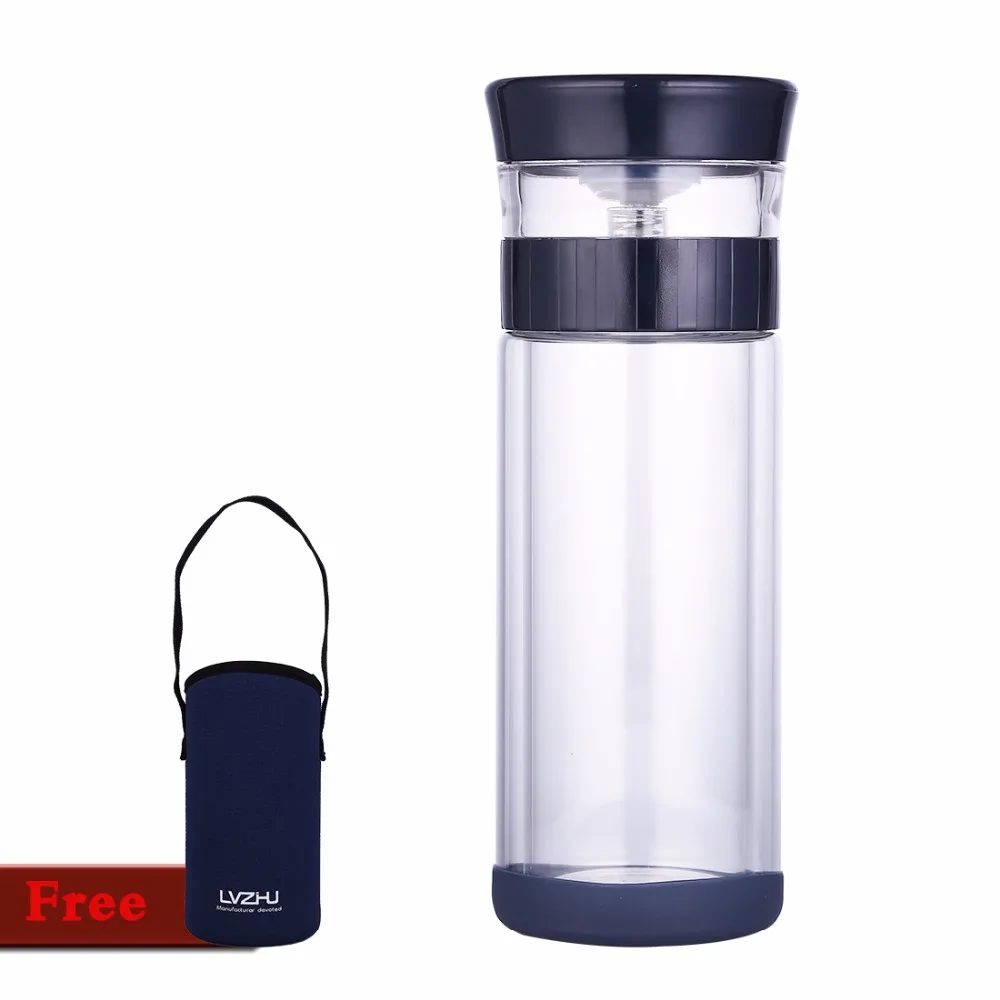 New 300ml My Glass Water Bottle With Tea Filter(304 Stainless Steel