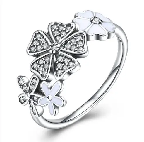 

Authentic 925 Sterling Silver Pan Ring Shimmering Bouquet Statement With Crystal Rings For Women Wedding Gift Fine Jewelry