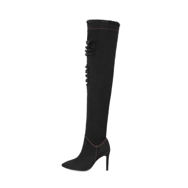 Calidad Alto Moda Cielo Caliente azul De Rodilla La Otoño Encima Verano Punta 2018 azul Por Zapatos Mujer Negro Jeans Estrecha {zorssar} Alta Botas Tacón HA0qZgnw