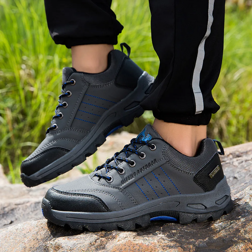 

Hiking shoes men's outdoor waterproof breathable rubber non-slip cushioning running shoes trekking climbing lace up sneakers