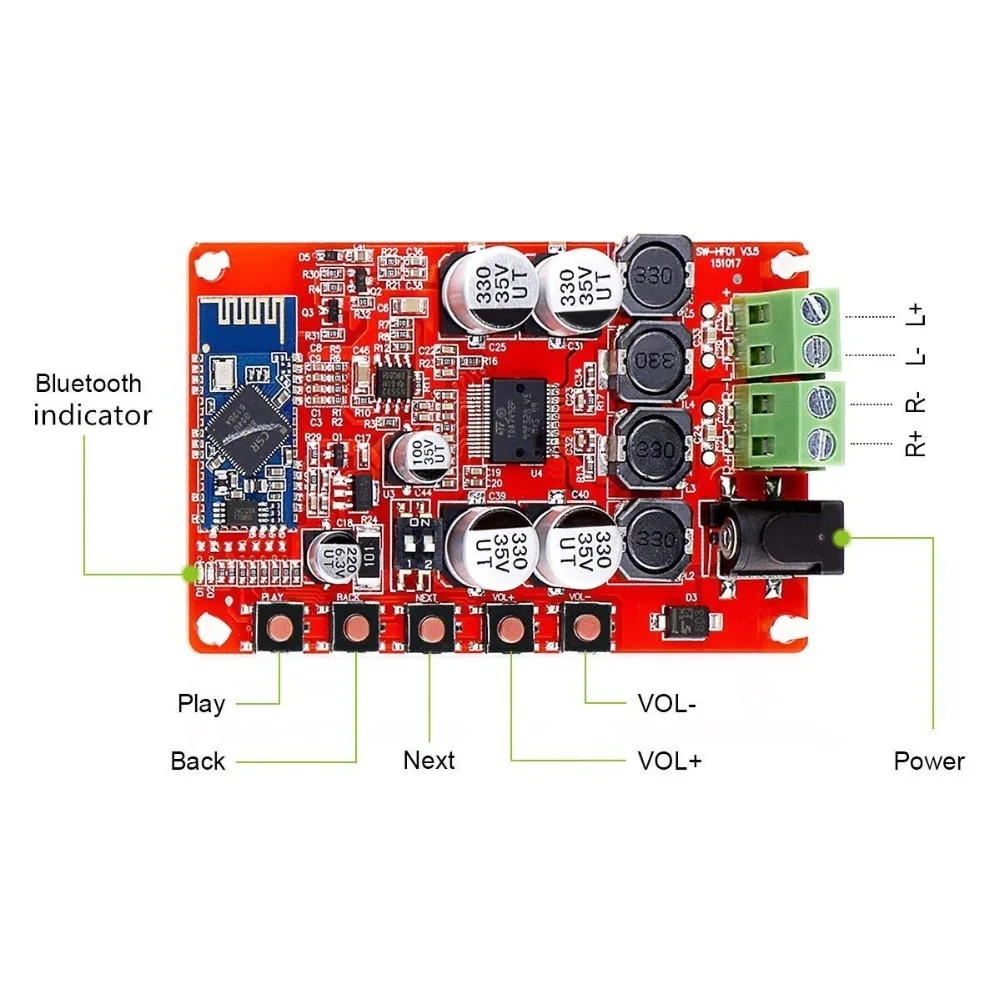 Digital Amplifier Board CSR8635 Bluetooth 4.0 Chip BT Audio Receiver Amplifier Board Module Parts Red Blue Digital Amplifier Board CSR8635 Bluetooth 4.0 Chip BT Audio Receiver Amplifier Board Module Parts Red Blue