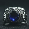 Unisex 316L Stainless Steel Cool Ride To Live, Live To Live Cross Blue Stone Rider Ring 3