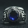 Unisex 316L Stainless Steel Cool Ride To Live, Live To Live Cross Blue Stone Rider Ring ► Photo 3/4