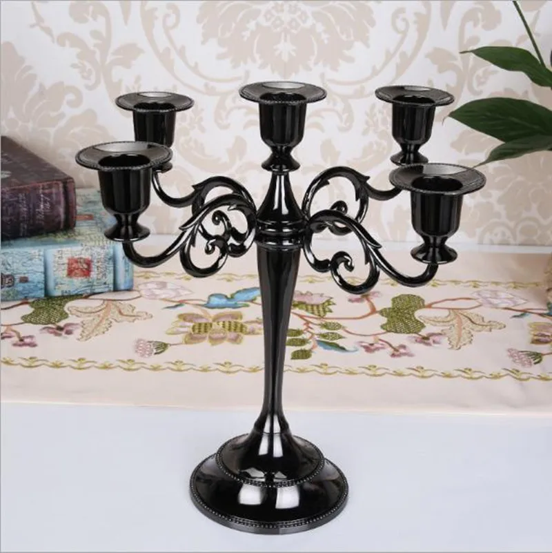 Hot Sale Silver/Gold/Black/Bronze Metal Cheap Candle Holder 5 arms/3