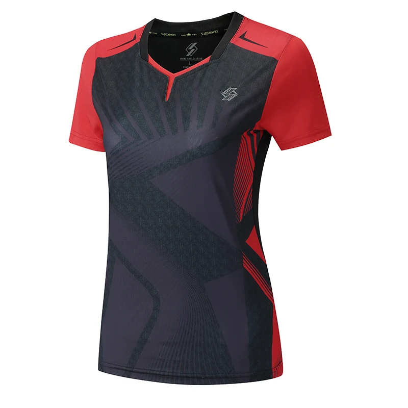 Woman 1 shirt Новая рубашка для бадминтона, Спортивная теннисная рубашка для женщин/мужчин, спортивные футболки для настольного тенниса, одежда для тенниса, сухая рубашка для упражнений Qucik 3899 - Цвет: Woman 1 shirt