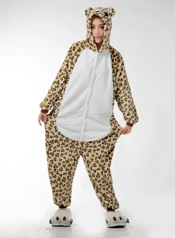 Мужские Женские мультфильм Leopard взрослых животных Комбинезоны onsie пижамы Комбинезоны для женщин c355 S/M/L/XL/ XL