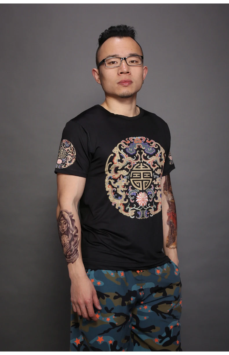 Китайский Ретро Национальный стиль Цифровая печать модная футболка с коротким рукавом лето новая дышащая качественная футболка мужская S-6XL