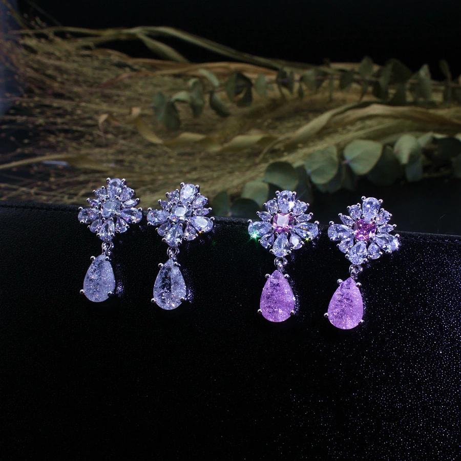 Drop Earrings pink white_