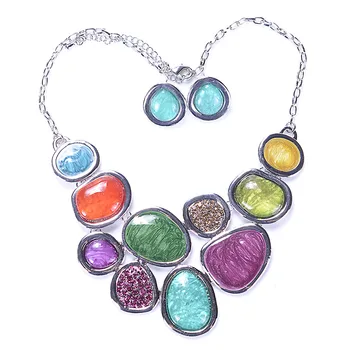 

Miasol Designer SWIRL ENAMEL Statement Necklace Earring Jewelry Sets For Party Women Gifts High Quality Fashion Jewelry Sets
