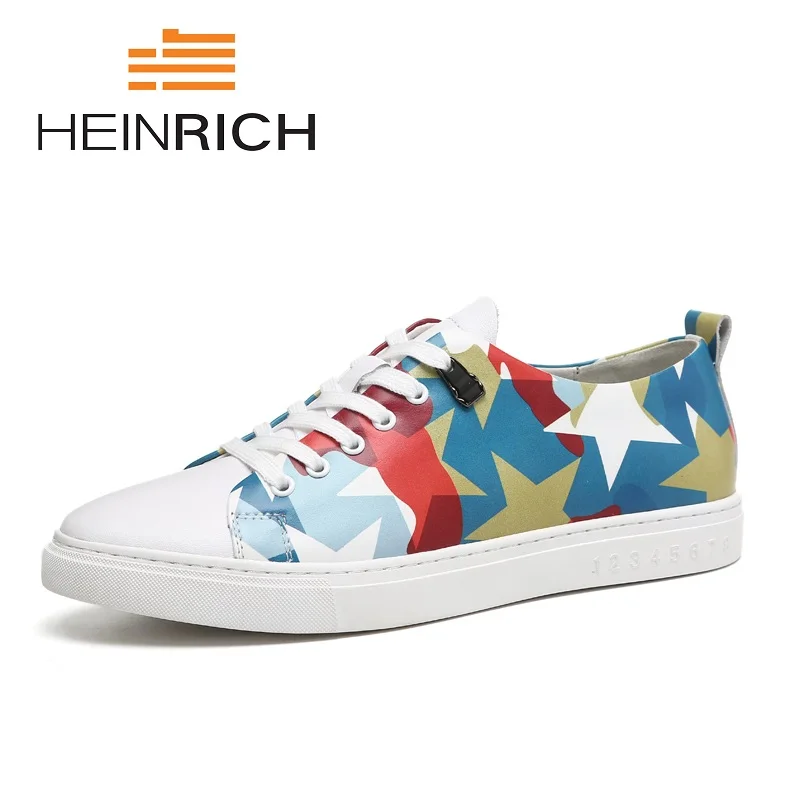 

HEINRICH New Sneakers Lace-Up Casual Wear-Resistant Shoes Spring Comfortable Round Toe Man Flats Shoes Erkek Ayakkabi Deri