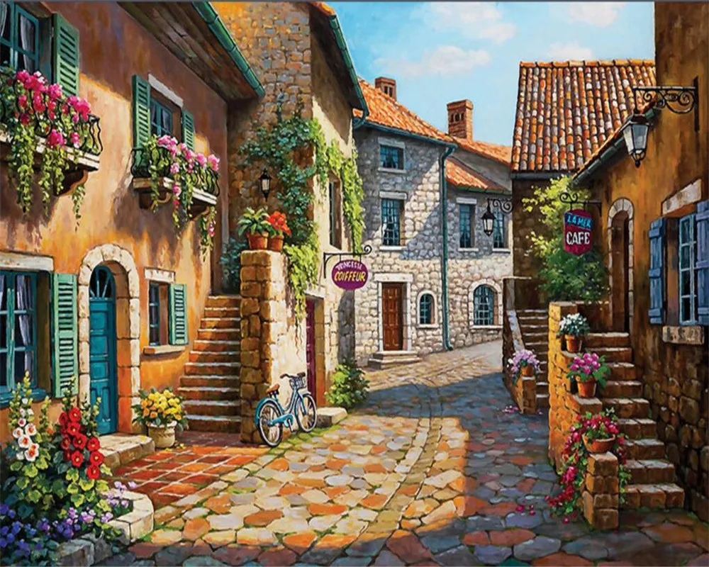 Beibehang Customize any size mural 3D wallpaper European town landscape