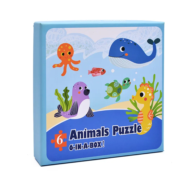 Детская игра-головоломка Liuhe большой кусок головоломки раннего образования когнитивные карточки Развивающие игрушки для детей - Цвет: Sea creatures