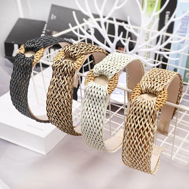 

2019 Fashion Vintage Rafi grass Handmade Hair Bands For Women Turban Hairband Headband Ladies haarband haar accessoires