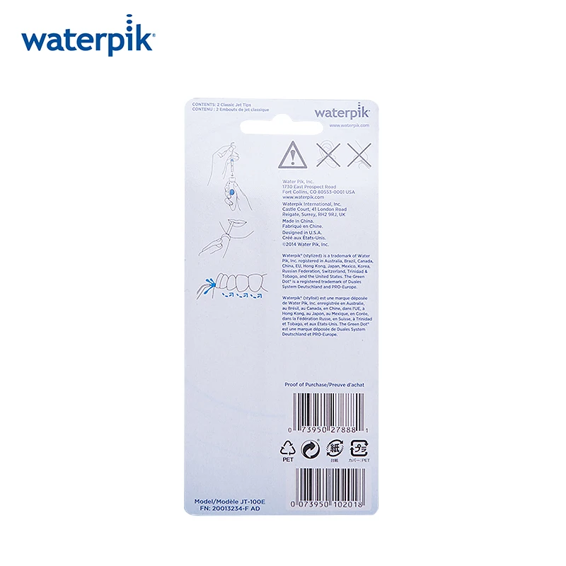 Waterpik 8 шт. JT-70E аксессуары для гигиены полости рта Стандартный аксессуар струйные наконечники Замена для WP-100 WP-450 WP-250