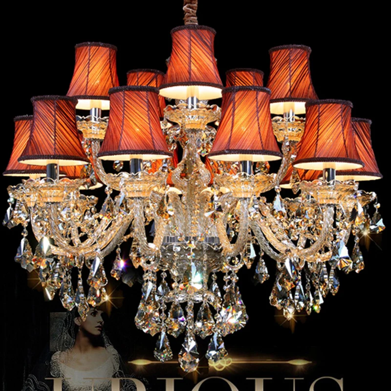 Living room crystal chandelier restaurant LED candle crystal chandeliers lights amber crystal chandelier vintage chandelier lamp