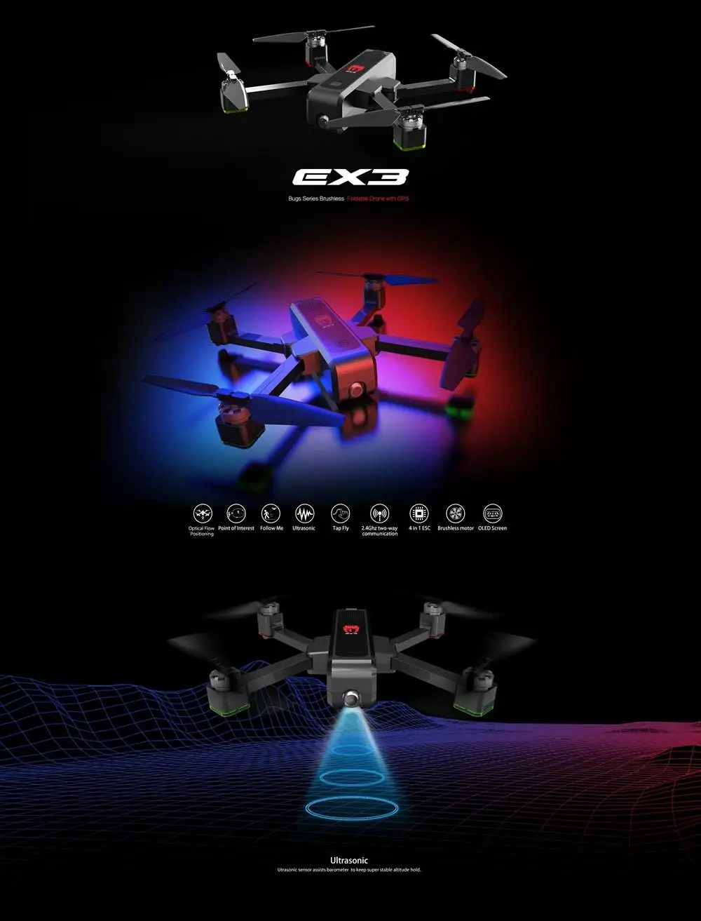 Eachine EX3 gps 5G WiFi FPV 2K камера оптический поток OLED переключаемый дистанционный бесщеточный складной Радиоуправляемый Дрон Квадрокоптер RTF