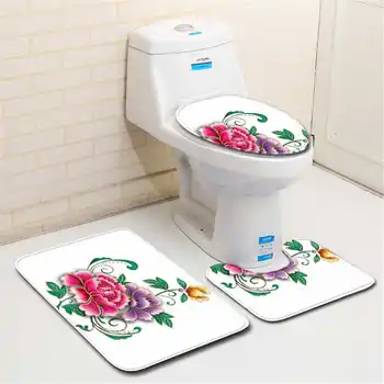

Nordic 3D Flower Toilet Bath Mat Carpet Rug Sets Bathroom Shower Room Carpets Flannel Anti Slip 3 Pieces Bath Mat Sets