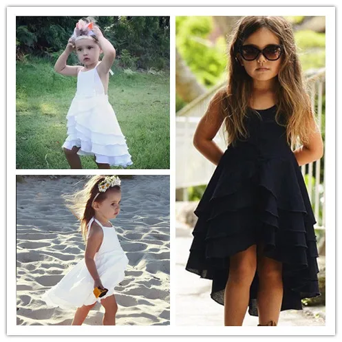 Летнее платье принцессы для девочек, детские пляжные платья, 4 слоя, 360 градусов, Hemline, милые модные детские праздничные платья