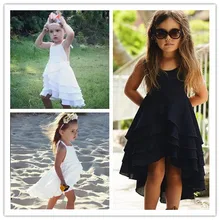 Летнее платье принцессы для девочек, детские пляжные платья, 4 слоя, 360 градусов, Hemline, милые модные детские праздничные платья