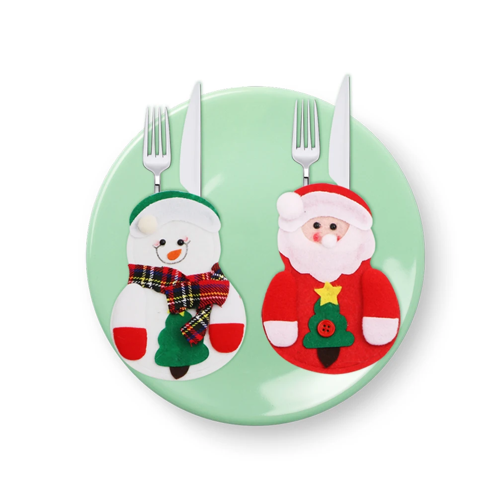 

HILIFE Snowman Santa Elk Rudolf Table Decorations Tableware Mat Knife Fork Cutlery Set New Year Merry Christmas for Home Xmas