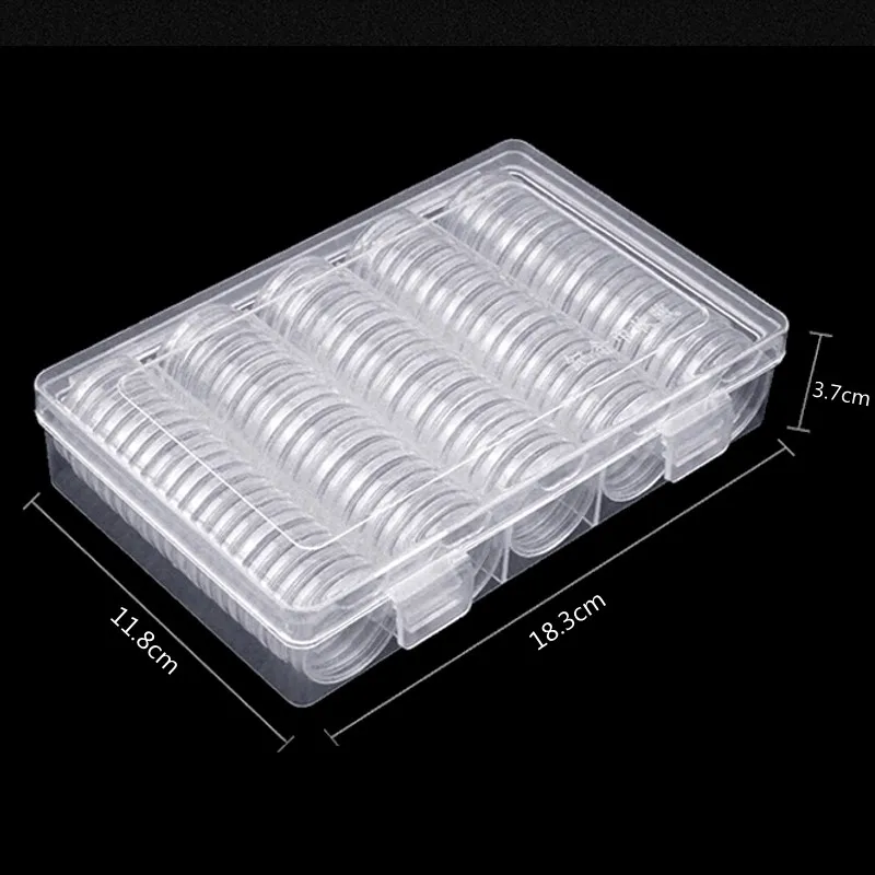 100Pcs-Box-Coin-Box-Clear-30mm-Round-Boxed-Coin-Holder-Plastic-Storage-Capsules-Display-Cases-Organizer