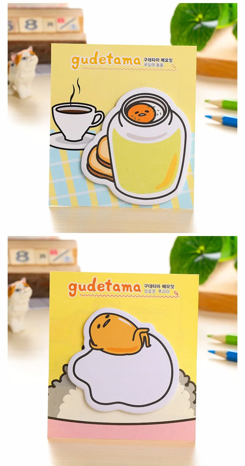 Мультфильм Новое поступление Gudetama Lazy яйцо Мини Набор стикеров для заметок Escolar Papelaria школа питания наклейка-закладка