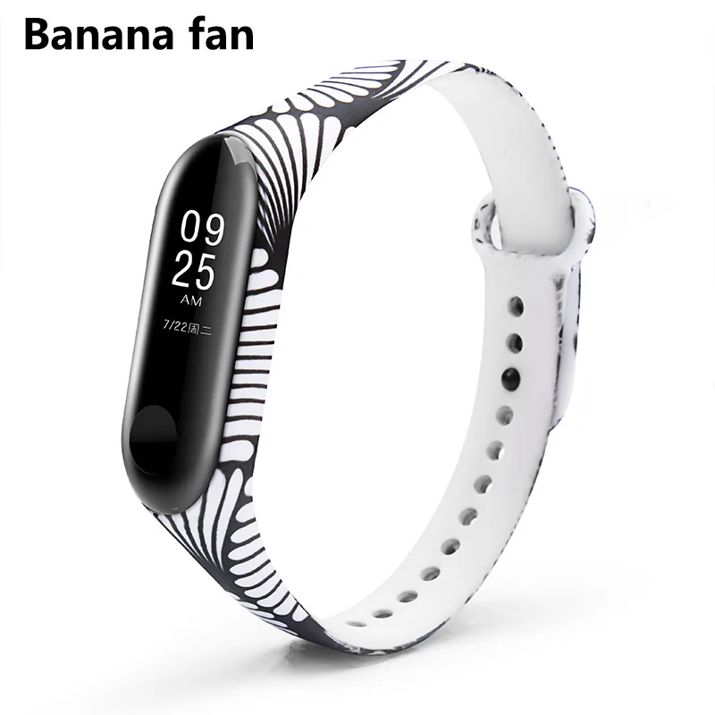 BOORUI, цветной браслет Mi Band, 3 ремешка, сменный Браслет Для Xiaomi miband 3, силиконовый браслет, correa mi3, ремень с разнообразными цветами - Цвет: Banana fan
