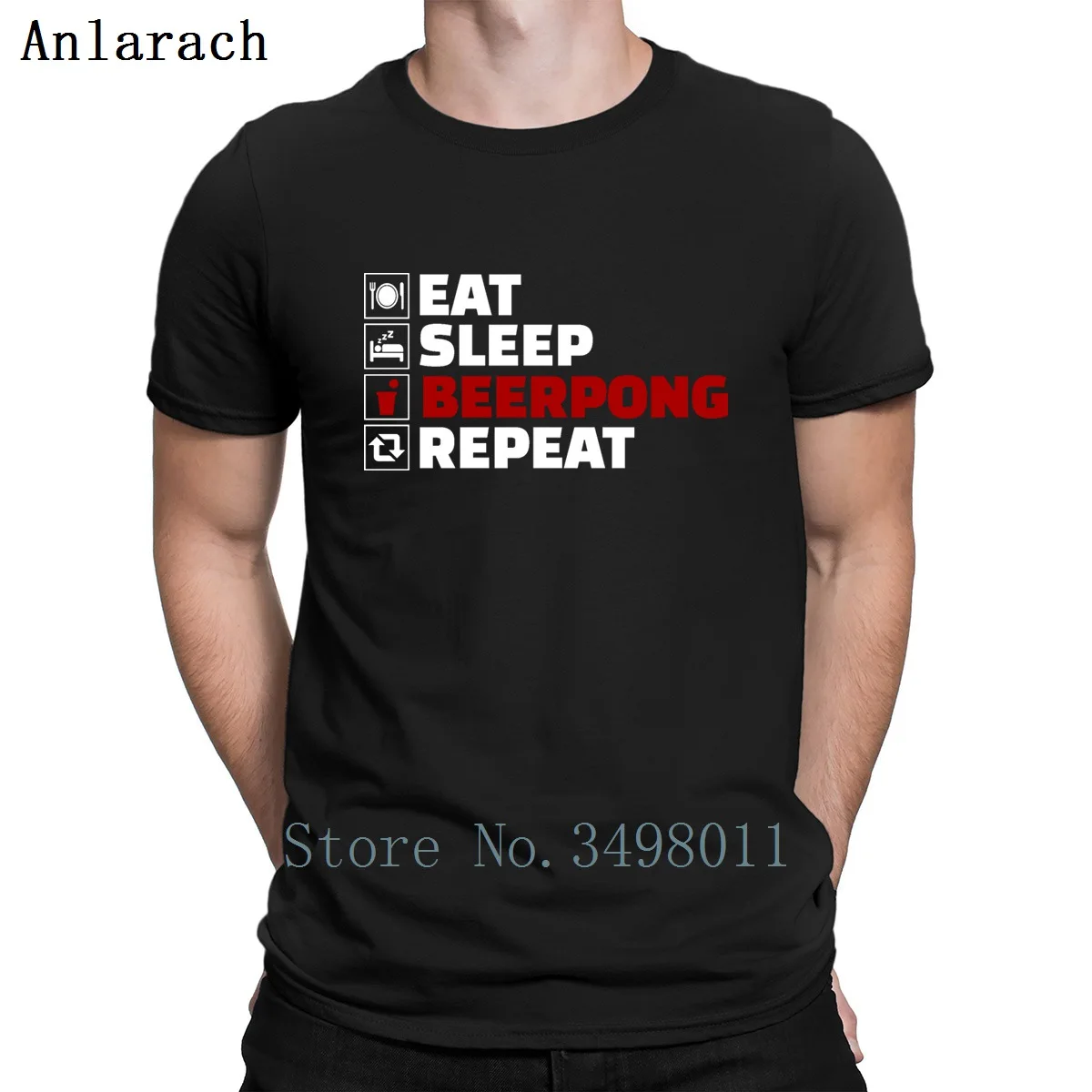 Футболка Eat Sleep Beerpong Repeat дизайнерская футболка из 100% хлопка S-Xxxl новая весенняя