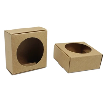 

30pcs/Lot Hollow Out Kraft Paper Foldable Packing Box for Handmade Soap Wrapping Paperboard Netural Brown Wedding Gifts Boxes