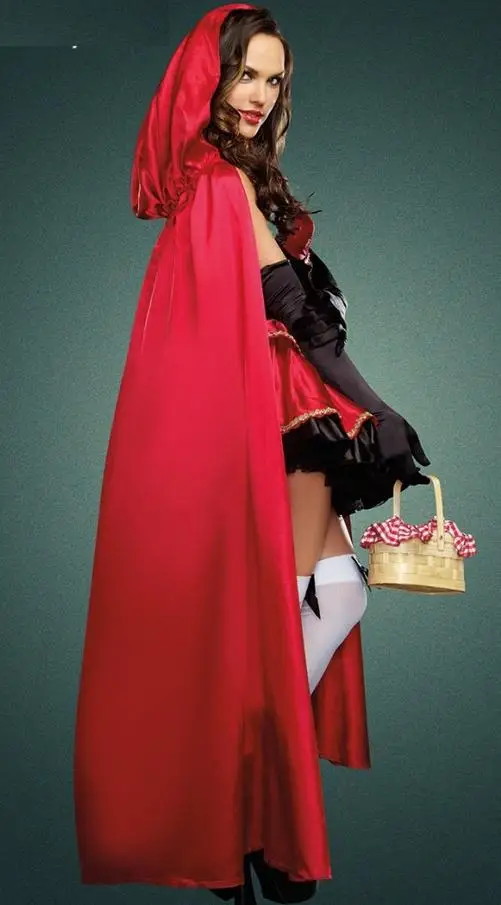 Сексуальные Рождественские костюмы, Красная Шапочка, платье принцессы, косплей, Deguisement, платья для взрослых+ накидка+ перчатки, новинка года, StyleWL134