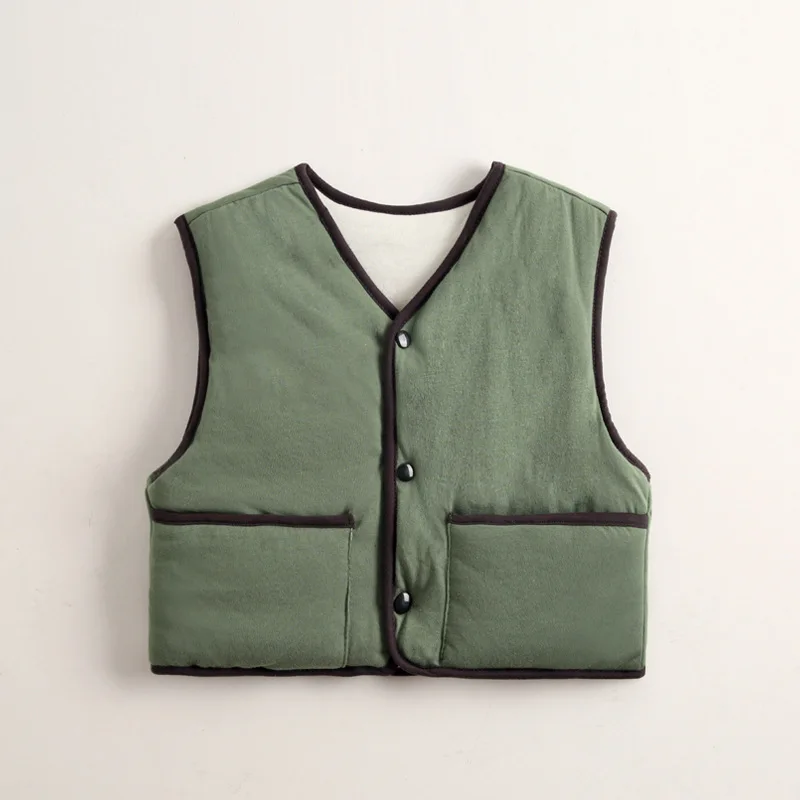 Детский жилет в Корейском стиле; однотонные хлопковые жилеты унисекс ...