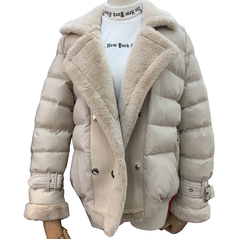 Greatest  Coats and Jackets Women 2019 Splice Fleece Jacket Women Thick Warm Streetwear Cropped Jacket Turn-d