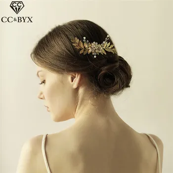 

CC hair comb hairpins luxury handmade leaf design beads wedding hair accessories for women bridesmaids engagement jewelry 0842