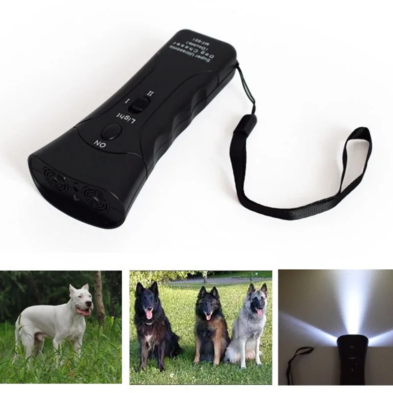 

Portable Multi-function Ultrasonic Dog Cat Chaser Pet Training LED Flashlight Plastic Stop Aminal Attacks Deterrent Repeller-M25