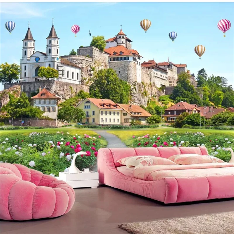 

3d обои на заказ, 3d фото фрески, замок, пейзаж, стерео, гостиная, спальня, фон, обои 3d, papel de parede
