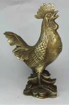 

YM 306 Chinese copper Zodiac Year Cock Rooster Chicken Animal Wealth Statue