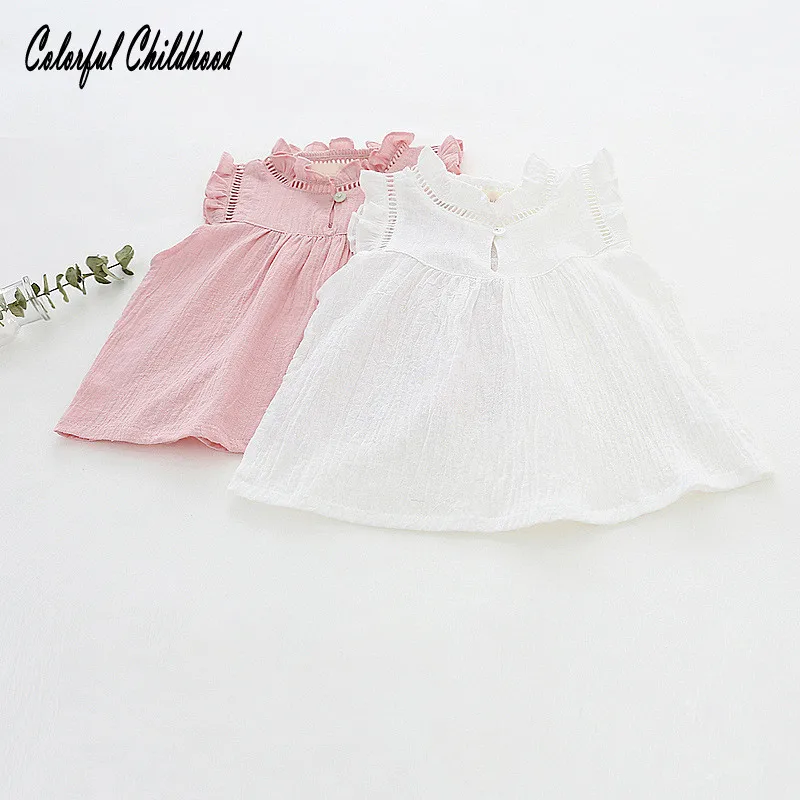

Spring Summer baby girls blouse casual tops fashion ruched sleeve-less 3t-12