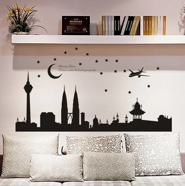 free shipping home decor malaysia petronas twin towers moon and stars bedroomparlour background wall